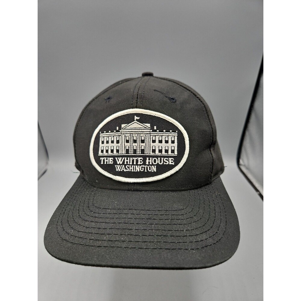 Vintage The White House Washington SnapBack Hat Cap Patch Black